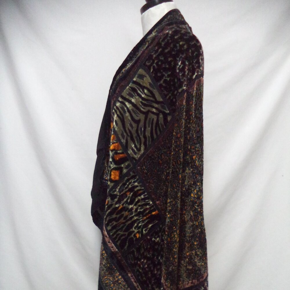 Carole Little Vintage Y2K Velvet burnout Duster Cardigan Cover-Up Shawl Size 14 - Picture 4 of 13